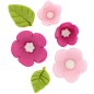 Preview: Zuckerblumen "Blüten & Blätter", 16 Stück (6 Designs), Rosa, Pink & Hellgrün, 1,5-2,5 cm, Culpitt