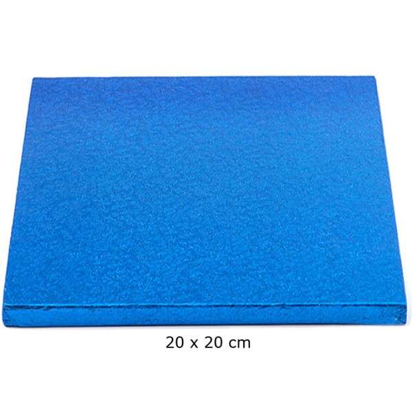 Cake Board, Blau, Quadrat, 20 cm, ~1,2 cm dick