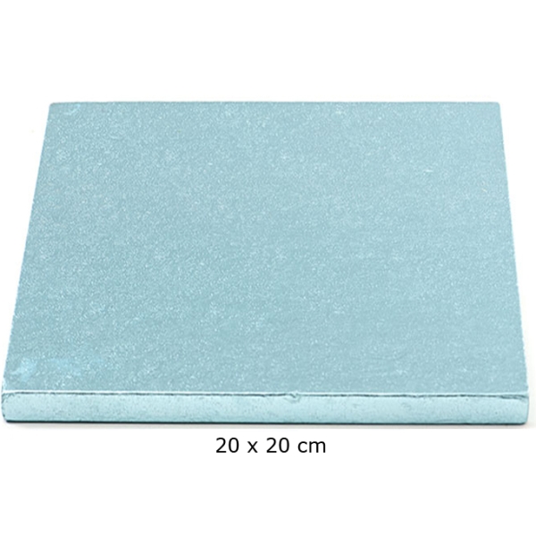 Cake Board, Hellblau, Quadrat, 20 cm, ~1,2 cm dick
