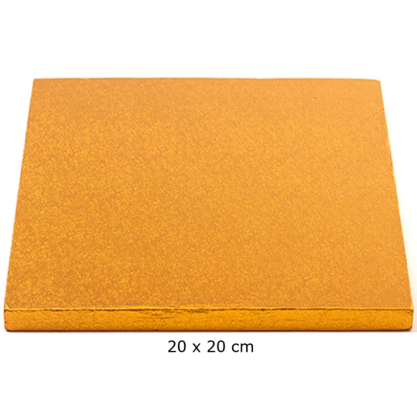 Cake Board, Orange, Quadrat, 20 cm, ~1,2 cm dick