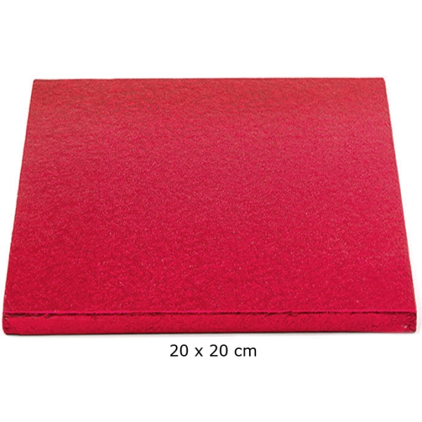 Cake Board, Rot, Quadrat, 20 cm, ~1,2 cm dick