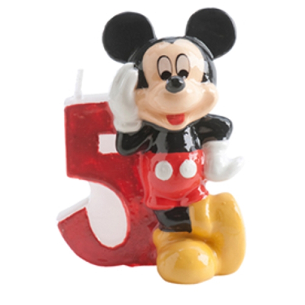 Geburtstagskerze "Micky Maus", Zahl 5, 6,5 cm