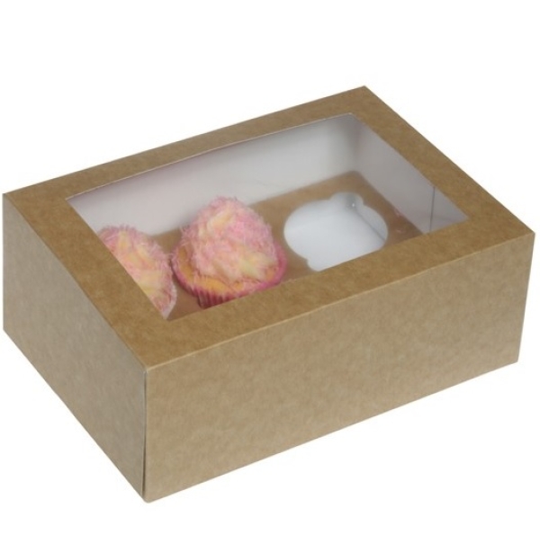 Cupcake Box für 6 Cupcakes, kraftpapier, braun, 2 Stück