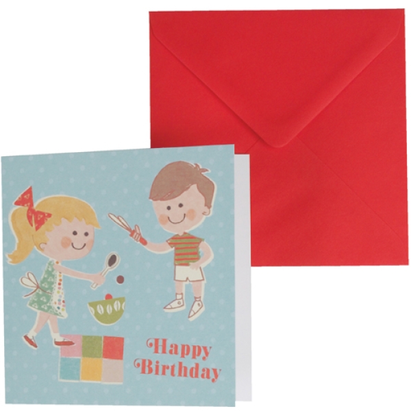 Geburtstagskarte mit Umschlag, 'vintage party'
