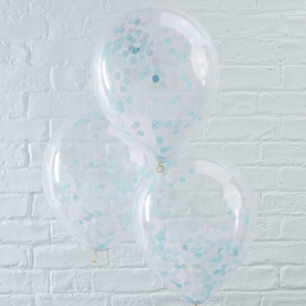 Luftballons "Blaues Konfetti", 5 Stück, 30 cm