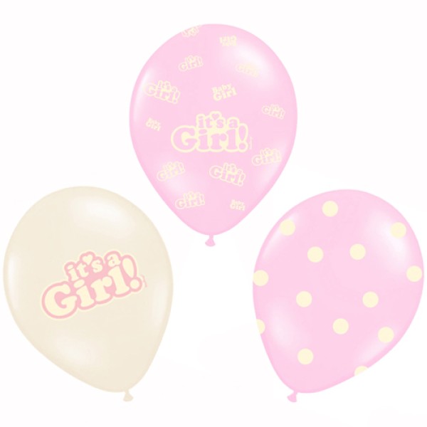 Luftballons "It's a Girl", 6 Stück, 30 cm