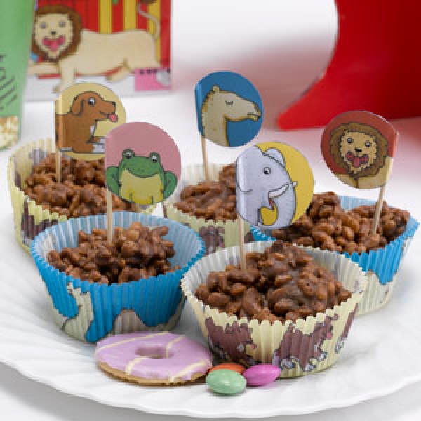 100 Muffinförmchen mit 10 Picker Set 'Zoo-Freunde' Cupcakes