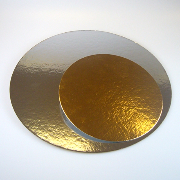 Tortenscheibe, 35,5 cm, Rund, Gold/Silber (beidseitig), 3 Stck, 3~4 mm dick, Tortenunterlage