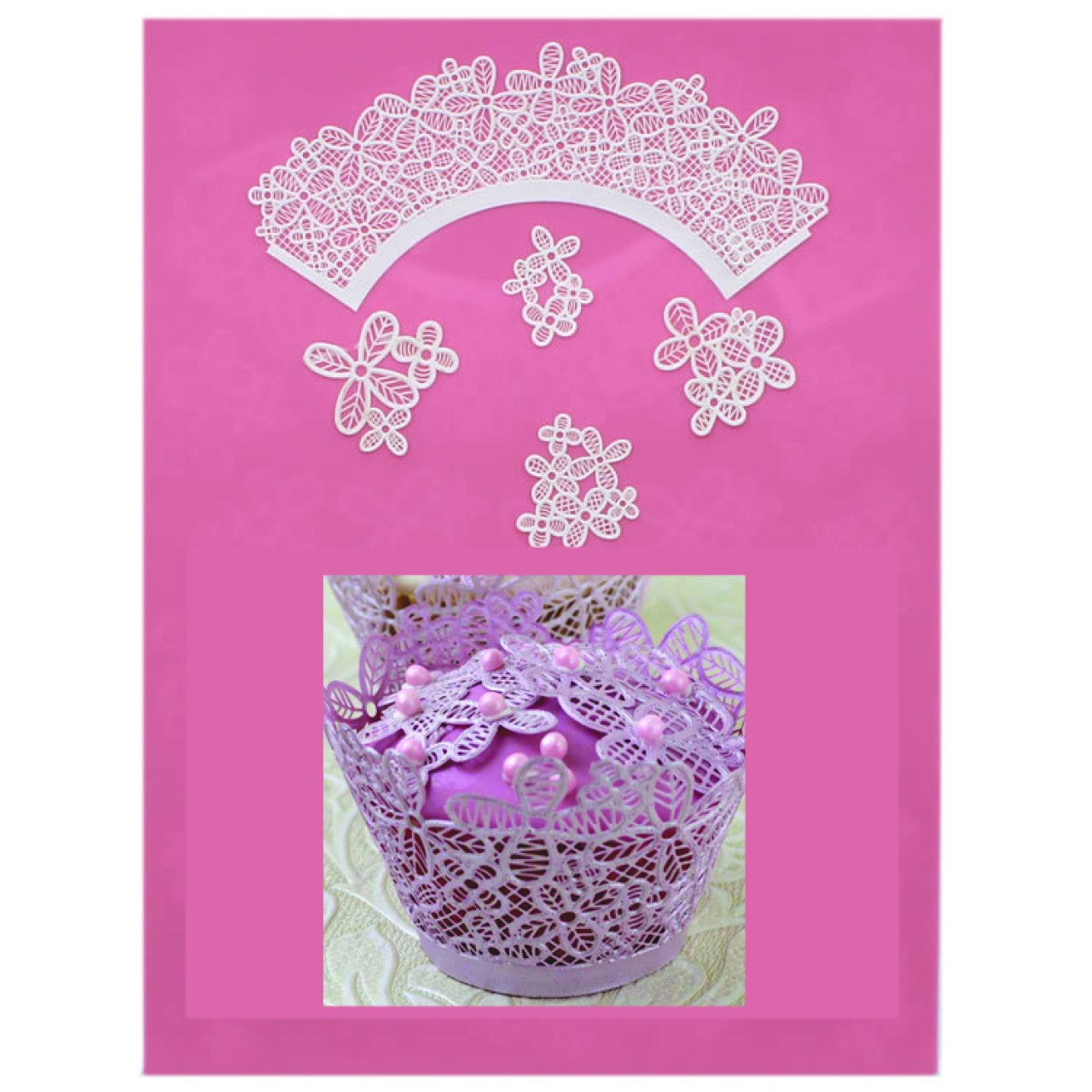 Cake Lace essbare Spitze ''Cupcakes Wrapper" 40 x 30 cm
