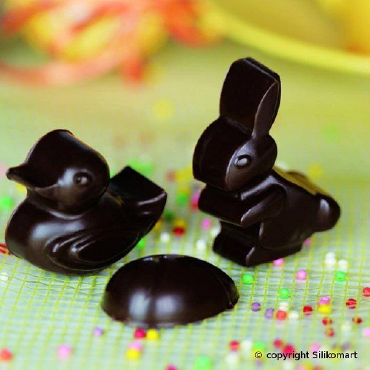 Silikomart Silikonform für Schokolade "Ostern- Hase & Ente"