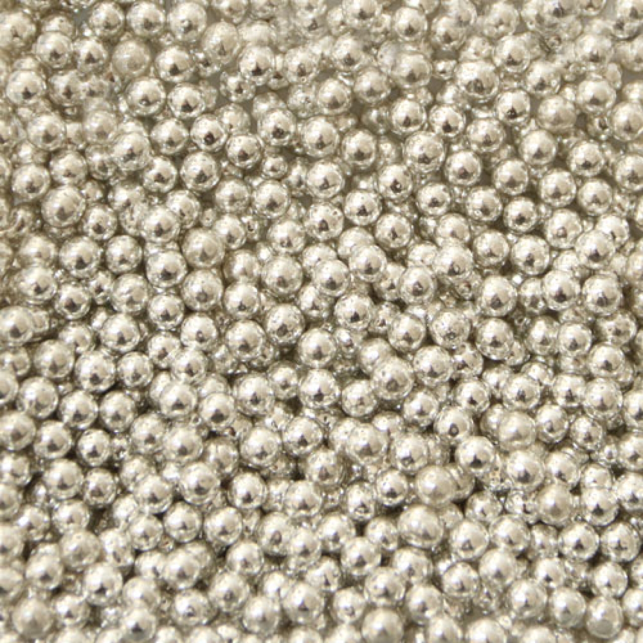 Zuckerperlen "Medium Metallic Silver", Farbe: Silber, 4 mm, 80 g, FunCakes