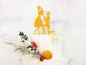 Preview: Cake Topper Brautpaar mit Kind gold