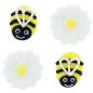 Mobile Preview: Tortendekor "Bienen & Gänseblümchen", aus Royal Icing, 10-teilig, Weiß, Gelb & Schwarz, ca. 2,5 cm, CULPITT