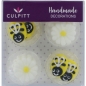 Preview: CULPITT, Zuckerdeko "Bienen & Gänseblümchen", 10-teilig, Weiß, Gelb & Schwarz, ca. 2,5 cm