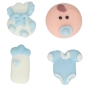 Preview: Zuckerdekore "Baby", Hellblau & Weiß, 8 Stück á 2 cm, FunCakes