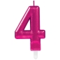 Preview: Geburtstagskerze "Zahl 4", Pink, 8 cm