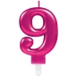 Preview: Geburtstagskerze "Zahl 9", Pink, 8 cm