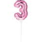 Preview: Ballon-Topper "Zahl 3", Pink, 13 cm