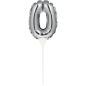 Preview: Ballon-Topper "Zahl 0", Silber, 13 cm