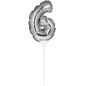 Preview: Ballon-Topper "Zahl 6", Silber, 13 cm