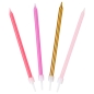 Preview: Pink N Mix Geburtstagskerzen, 16 Stk, mit Halter