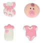 Mobile Preview: Zuckerdekor "Baby Shower Rosa", 8 Stück, Weiß & Pink, glutenfrei, 2 x 2 cm, FunCakes