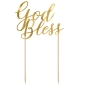 Preview: Tortengirlande "God Bless" für Kommunionstorten, Gold, 27,5 cm