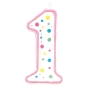 Preview: Wilton Geburtstagskerzen, Zahlenkerzen, '1', rosa mit Punkte