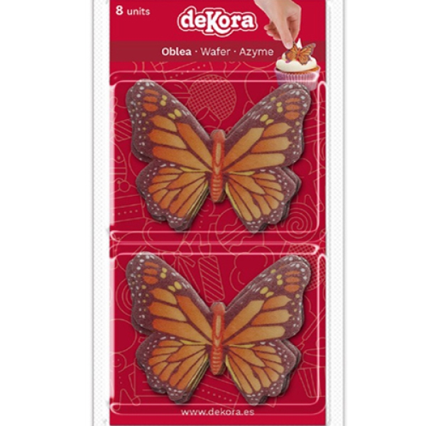 deKora, Tortendeko "Mariposa Butterfly", 8 Stück, Oblatenpapier, bunt, ca. 4,5 cm x 5 cm
