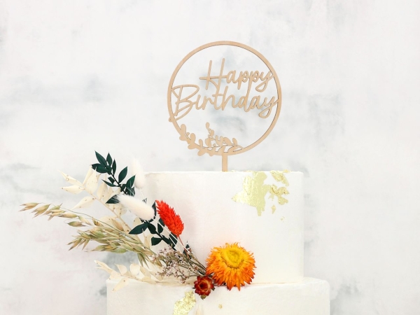 Cake Topper Holz Happy Birthday