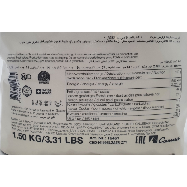 Callebaut Schokodrops Black Zabuye 83 %, tiefschwarz, 1,5 kg