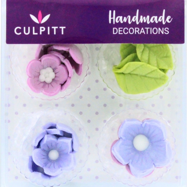 Culpitt, 16 Zuckerblumen "Fliederblüten", Violett, Lila & Hellgrün, á 1,5-2,5 cm