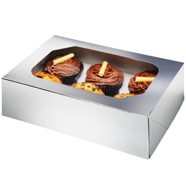 Cupcake-Box für 6 Cupcakes, Silber