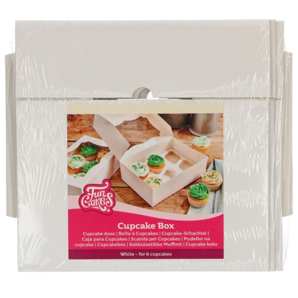 FC Cupcake-Boxen für 6 Cupcakes, weiß, 3er Set