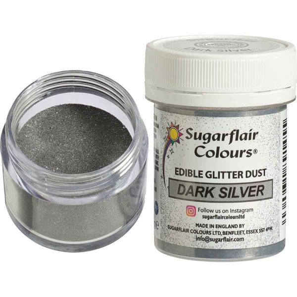 Essbarer Glitzer Silber, dunkel, 10 g