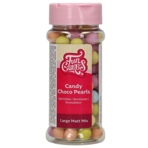 FunCakes, 70 g XL-Schokoperlen "Candy Choco Pearls", 1 cm, Farbe: matter Pastell-Mix