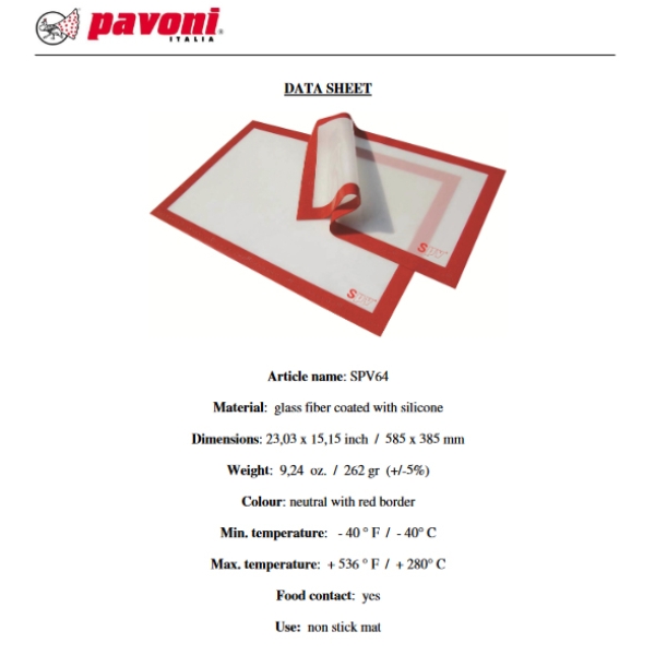 Backmatte von Pavoni aus Silikon und Glasfaser