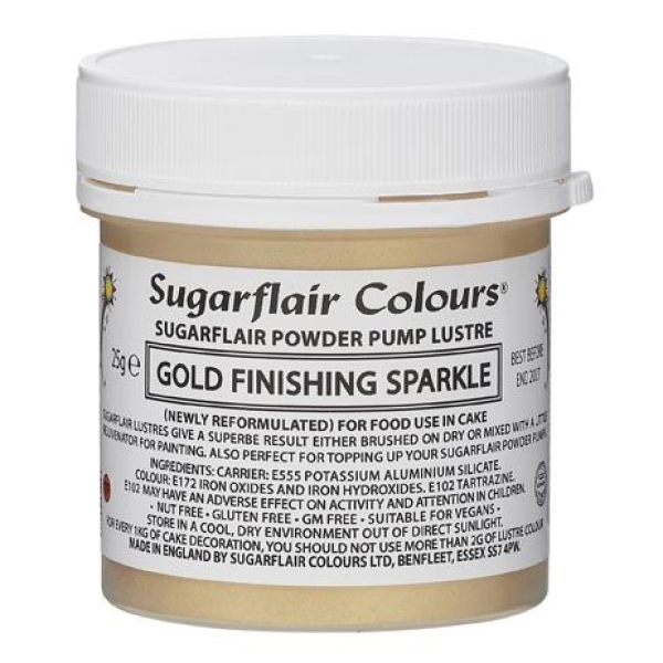 Sugarflair Nachfülldose für Glitzer-Spray, Gold Finishing, 25 g