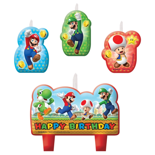 Geburtstagskerzen "Super Mario", 4 Stück