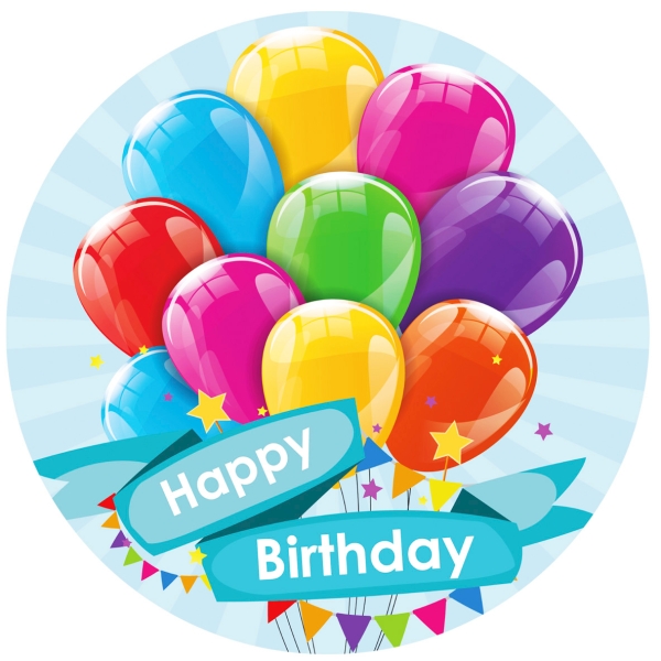 Tortenaufleger Happy Birthday Ballons