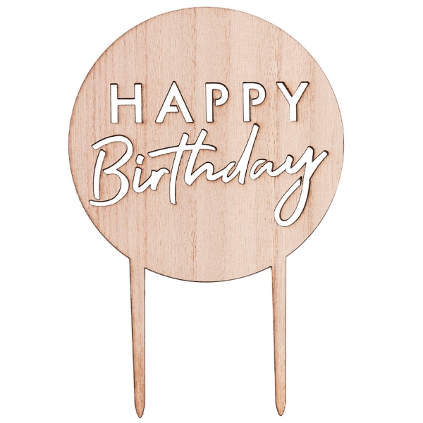Tortentopper aus Holz Happy Birthday
