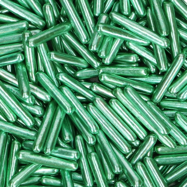 Zuckerstangen "XL-Stäbchen Metallic Green", Flaschengrün, ca. 2 cm, 70 g, FunCakes