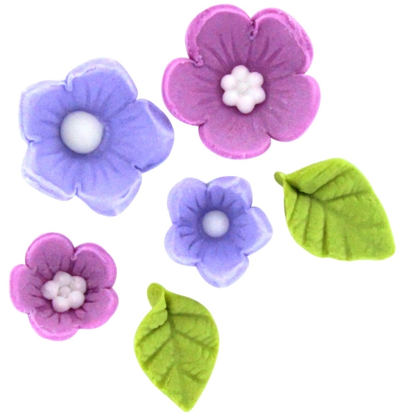 Zuckerblumen "Fliederblüten", 16 Stück (6 Designs), Lila, Violett & Grün, 1,5-2,5 cm, Culpitt