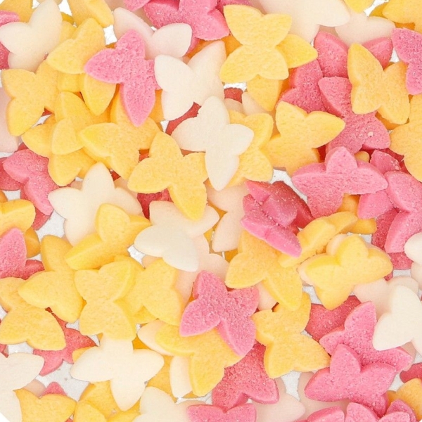Zuckerdekore Schmetterlinge pink, gelb, weiß 60 g, FunCakes
