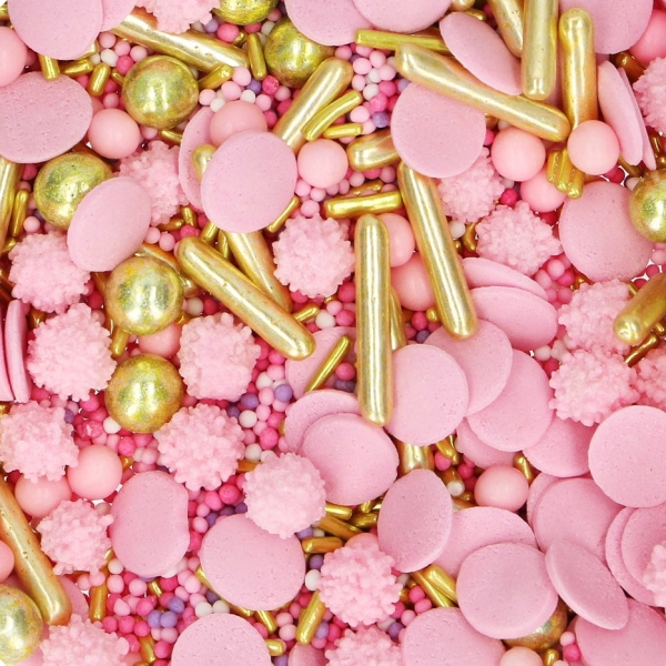 Streudekor "Glamour Pink Medley", Pink, Rosa & Gold, 65 g, FunCakes