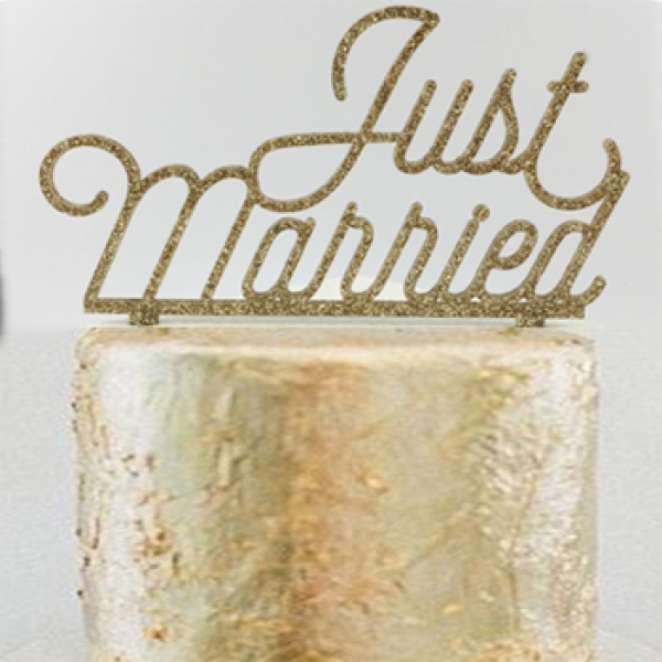 Torten Deko Topper 'Just Married' gold
