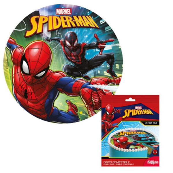deKora, Kuchenaufleger "Spiderman Red & Black", aus Oblate, farbig, rund, 20 cm