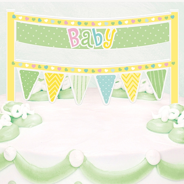Torten Dekoration Baby Shower 15 x 20 cm, pastell
