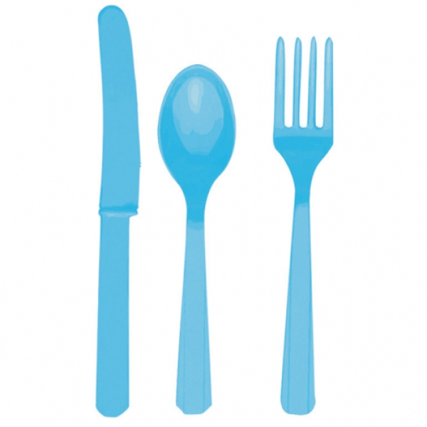 Besteck-Set "Blau", 8 Messer, Gabeln und Löffel