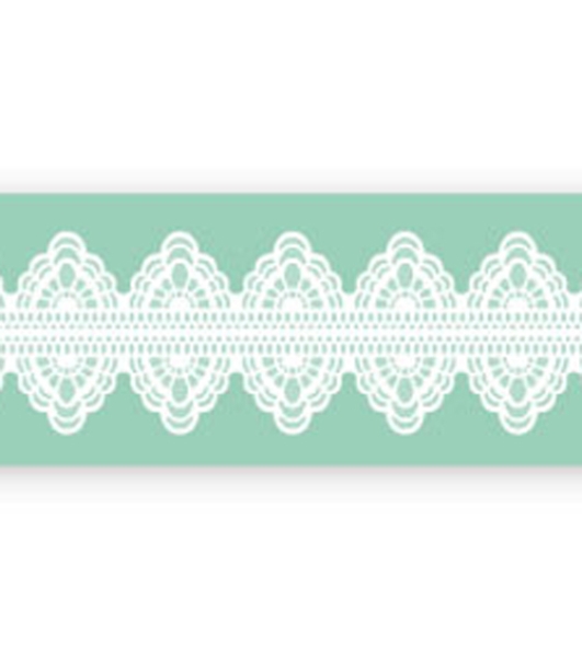 Pavoni Magic Decor Essbare Spitze Silikon-Matte 40 x 9 cm, Blumen-Bordüre, oval